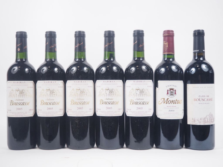 7 BOUTEILLES MADIRAN : 5 CHÂTEAU BOUSCASSÉ - 2005 / 1 CHÂTEAU MONTUS -