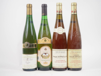 Vente aux enchères 4 BOUTEILLES ALSACE : 1 RIESLING MARTIN LAHN - 1992 / 1 GEWUZTRAMINER 