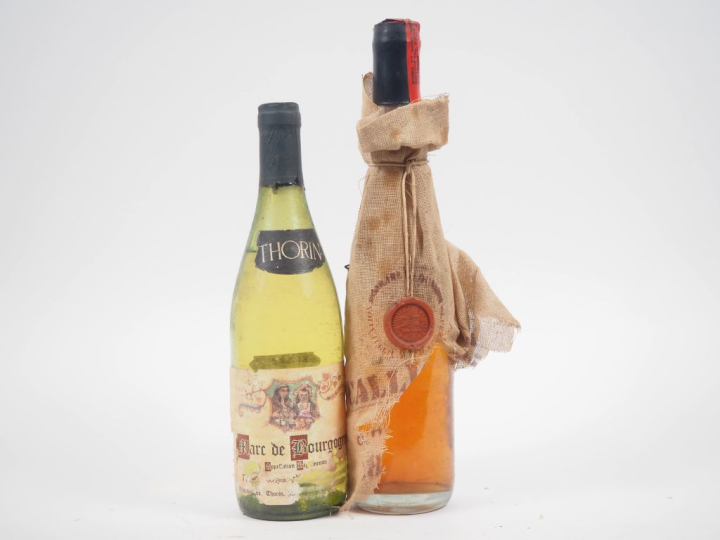 2 BOUTEILLES : 1 MARC DE BOURGOGNE THORIN EA - 1 VIN DE CÉPHALONIE