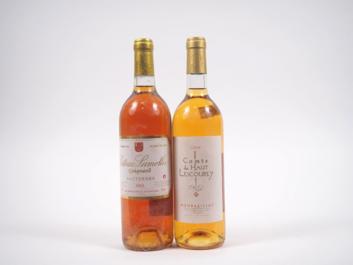 2 BOUTEILLES  : 1 CHÂTEAU LAMOTHE GUINARD SAUTERNES - 2003 / 1 COMTE D