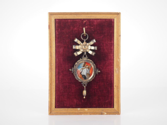 Vente aux enchères Pendentif ou reliquaire XVIIIème en vermeil orné de deux miniatures re
