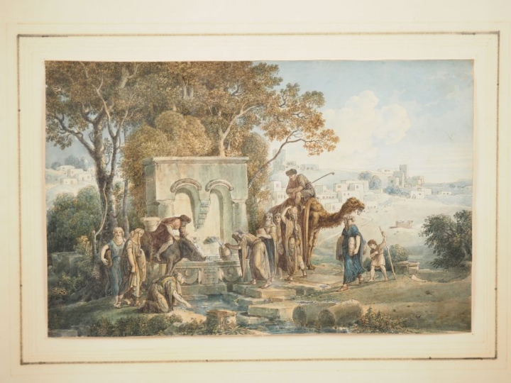 Louis-François CASSAS (1756 – 1827). "Vue de la fontaine de Cana en Ga