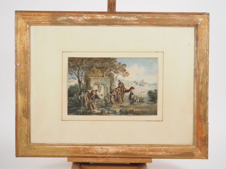 Louis-François CASSAS (1756 – 1827). "Vue de la fontaine de Cana en Ga