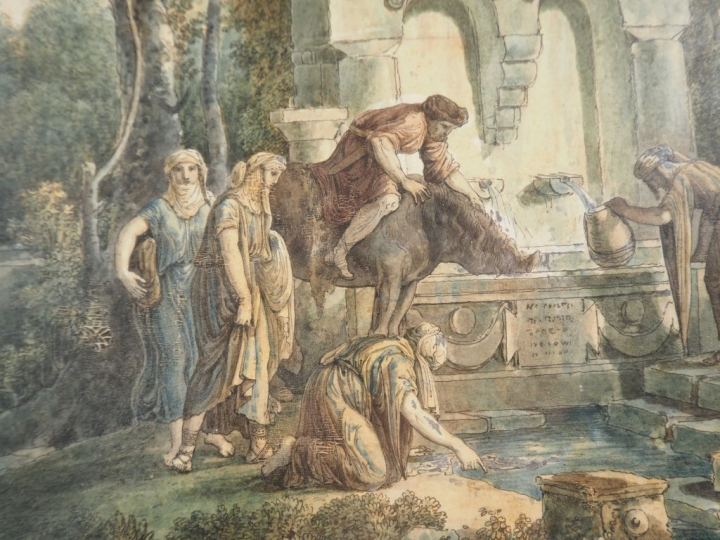 Louis-François CASSAS (1756 – 1827). "Vue de la fontaine de Cana en Ga