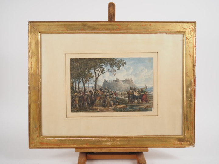Louis-François CASSAS (1756 – 1827). "Vue de la citadelle de Homs" Cra