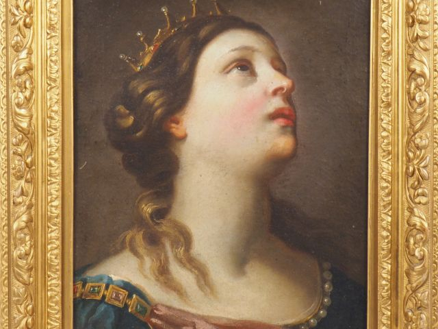 Ecole romaine vers 1680. "Sainte Catherine" (?). Huile sur toile. Dim.