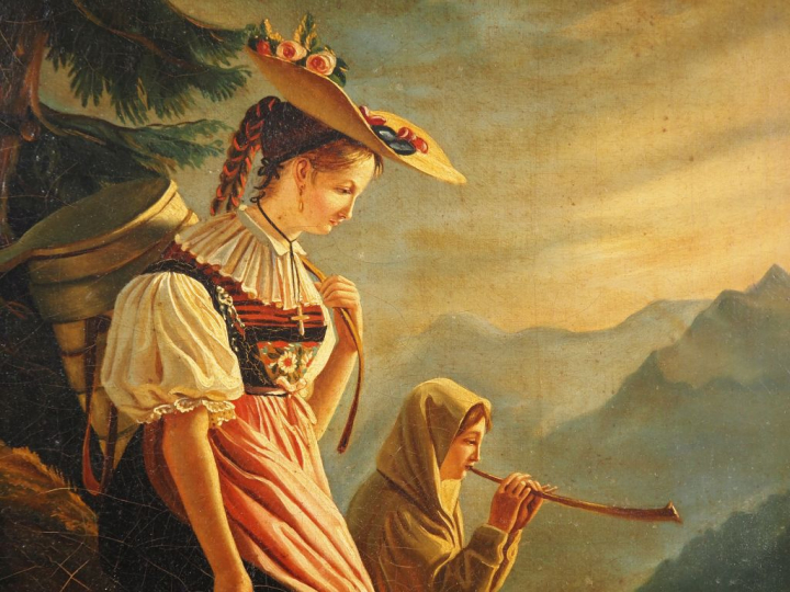 Gabriel Ludwig Lory ? Maison Alphonse Giroux. "Pastorale dans un paysa