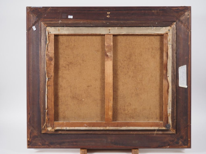 Francis MORTON JOHNSON.  "jeune femme cueillant des fleurs" Huile sur 