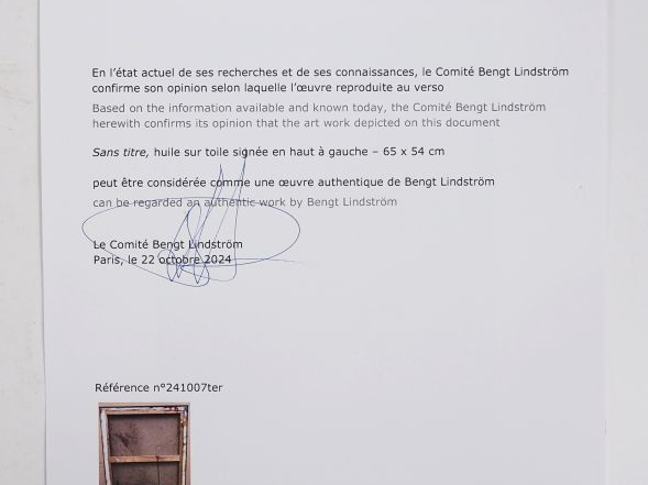 Bengt LINDSTRÖM. "Sans titre". Huile sur toile, signée en haut à gauch