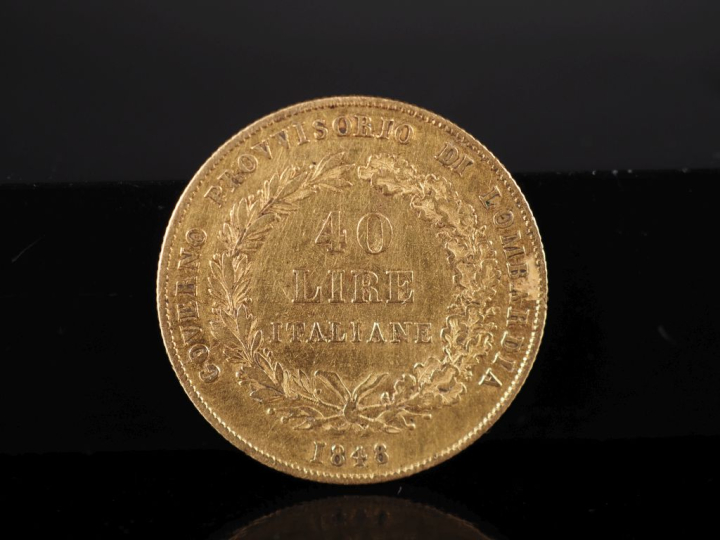 Pièce de 40 Lire, 1848. FRAIS ACHETEURS 10% TTC.