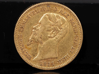 Vente aux enchères Pièce de 20 Lires or, 1851. FRAIS ACHETEURS 10% TTC.