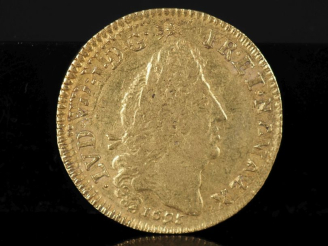 Vente aux enchères Pièce or, Louis aux 4 L, 1695-W.  Diam. 25 mm Poids. 6,65 g FRAIS ACHE