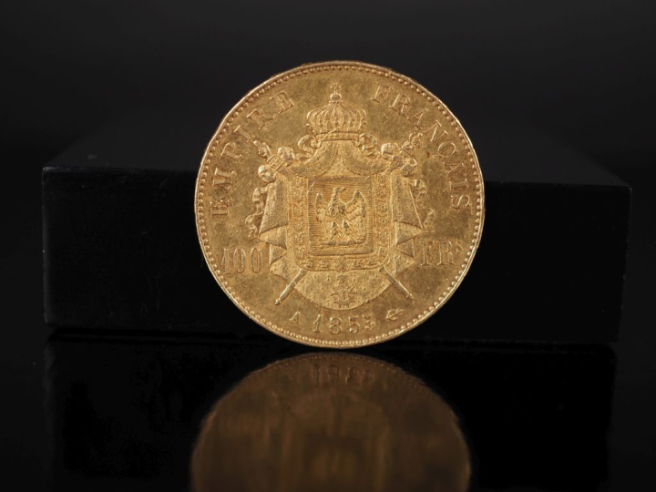 Pièce de 100 Francs or, 1855-A.  FRAIS ACHETEURS 10% TTC.