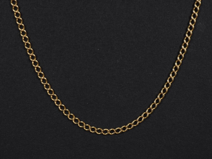 Chaine en or jaune 750, maille gourmette.  Long. 54 cm Poids. 5,02 g  