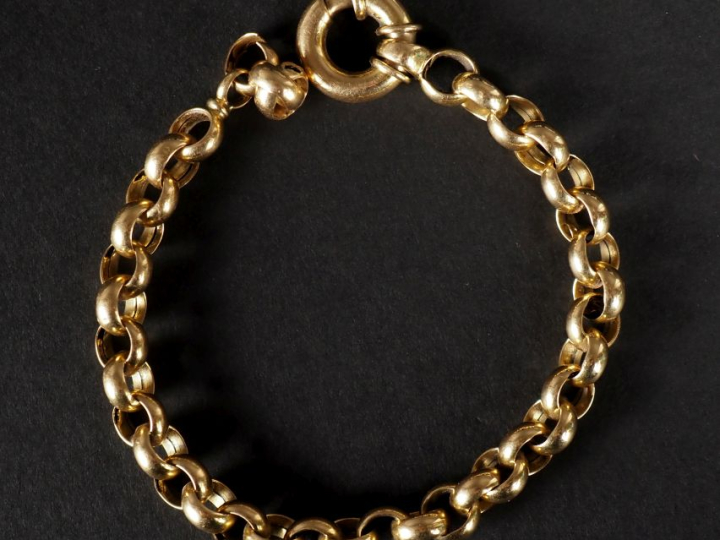 Bracelet souple en or jaune 750, maille ronde forçat.  Long. 21 cm Poi