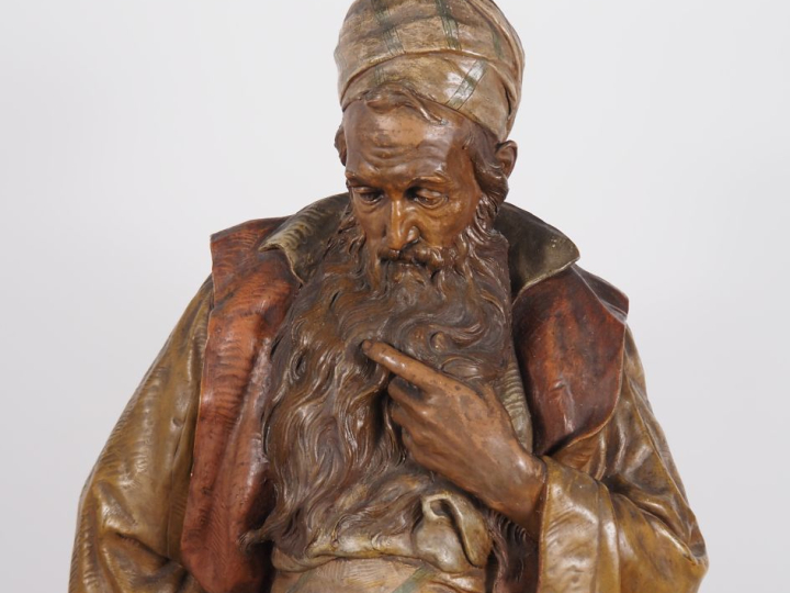 GOLDSCHEIDER. "L'oriental." Grande sculpture en stuc polychrome. Signé