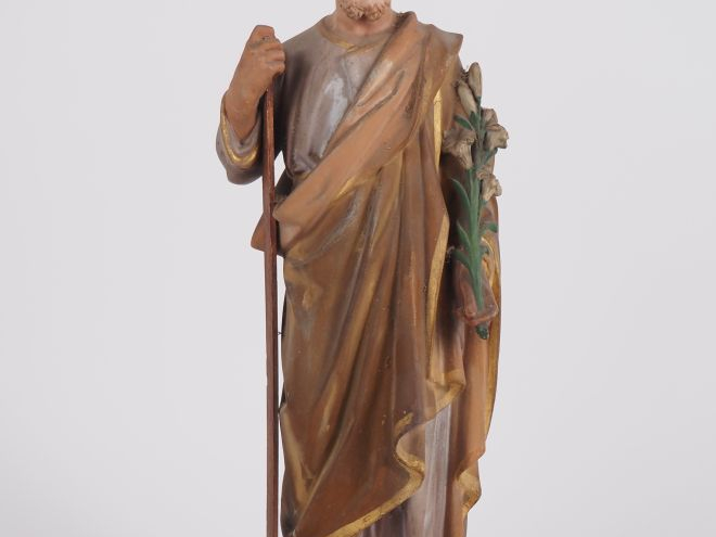 Sculpture en plâtre polychrome "Saint Joseph" H. 45 cm