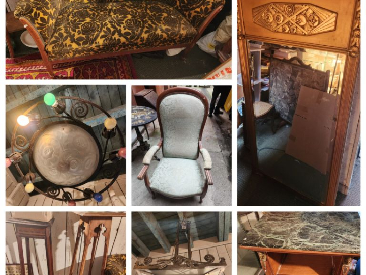 Ensemble mobilier comprenant notamment :  - guéridon de style Empire d