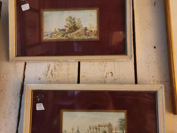 Ensemble d'huiles sur toiles, aquarelles, dessins, gravures ou  reprod