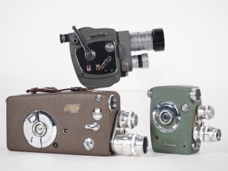 Vente aux enchères BEAULIEU. Lot de trois caméras : - PRESIDENT avec objectifs SOM BERTHI