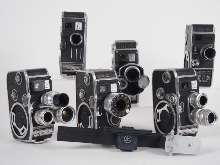 PAILLARD-BOLEX. Lot de six caméras 8mm : - B8 avec objectif SOM BERTHI