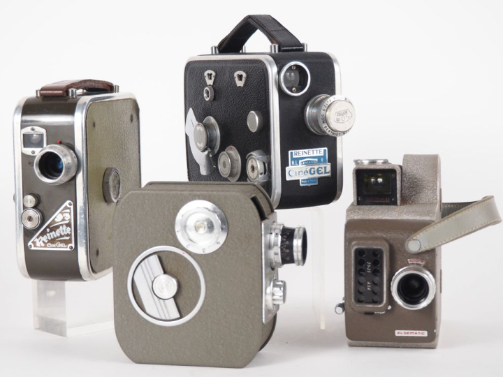 Lot de quatre caméras 8mm : - L.D ELDEMATIC 8 - CINEGEL REINETTE 8 - C