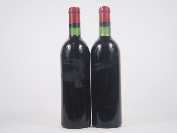 2 BOUTEILLES CHÂTEAU L'ÉVANGILE POMEROL - 1957 - BG/BOUCHONS ÉTAMPÉS/C