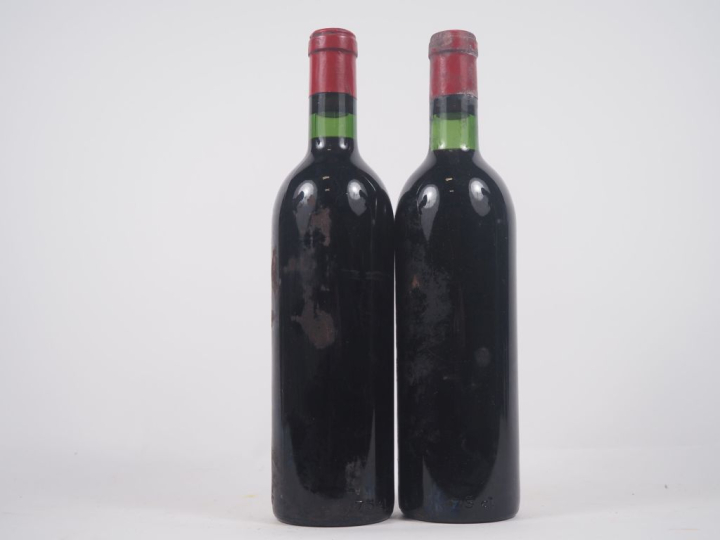 2 BOUTEILLES CHÂTEAU L'ÉVANGILE POMEROL - 1957 - BG/BOUCHONS ÉTAMPÉS/C