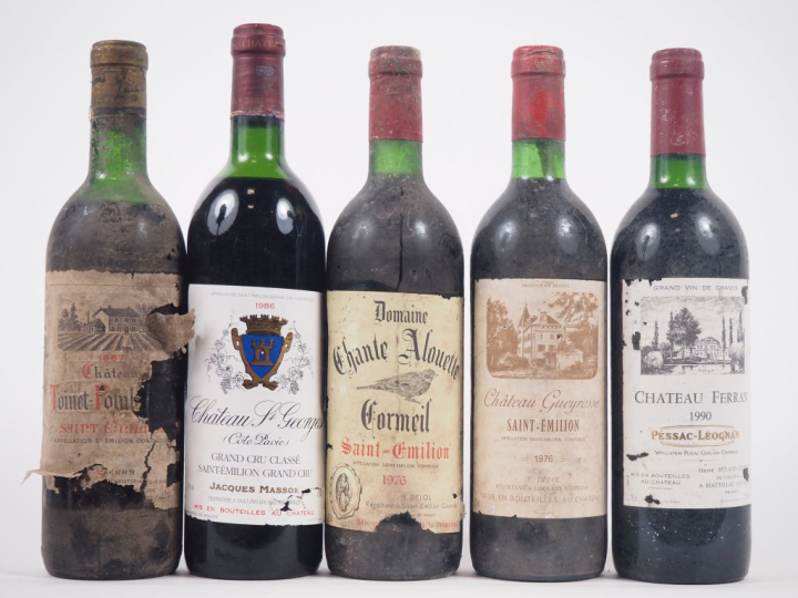 5 BOUTEILLES : 1 CHÂTEAU TOINET FOMBRAUGE - 1967 - MEP/ETA  / 1 CHÂTEA