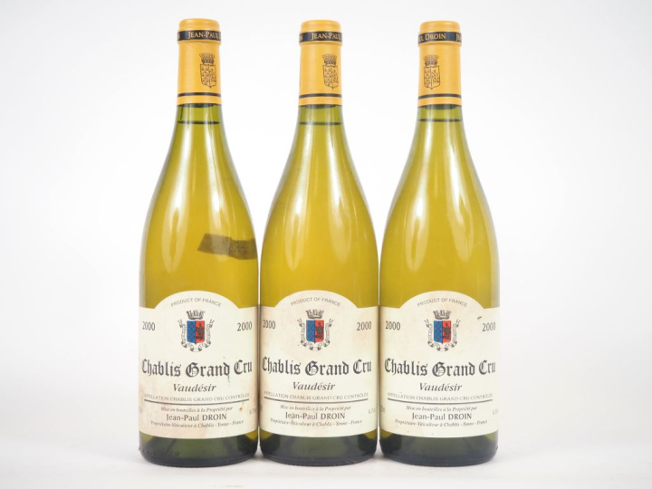 3 BOUTEILLES CHABLIS GC "VAUDÉSIR" JEAN PAUL DROIN - 2000 