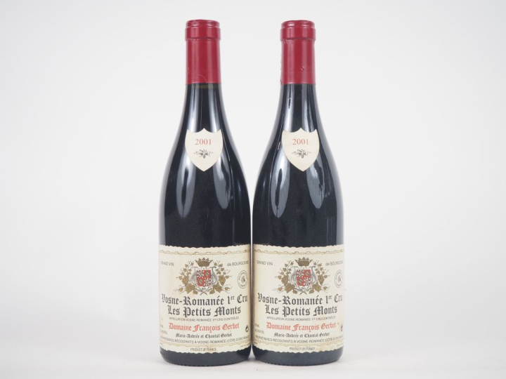 2 BOUTEILLES VOSNE ROMANÉE 1er CRU "LES PETITS MONTS" DOMAINE FRANCOIS
