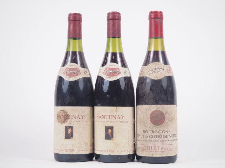 3 BOUTEILLES 1988 : 2 SANTENAY THORIN - ES / 1 BOURGOGNE HAUTES CÔTES 