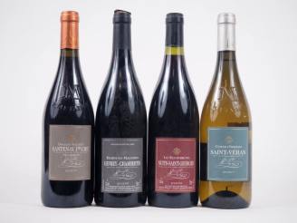 Vente aux enchères 4 BOUTEILLES : 1 SANTENAY 1er CRU DOMAINE BATTAULT - 2007 / 1 GEVREY C