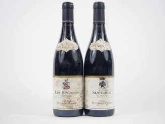 Vente aux enchères 2 BOUTEILLES M. CHAPOUTIER : 1 CÔTE ROTIE "LES BÉCASSES" - 2007 - ES /