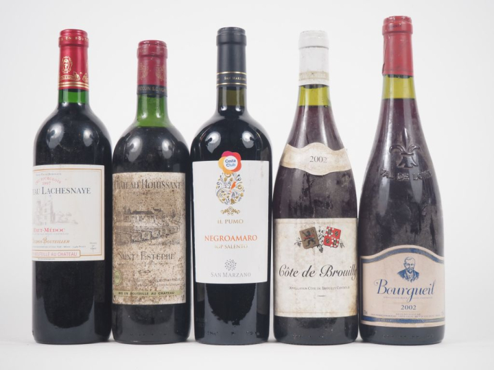 5 BOUTEILLES : 1 CHÂTEAU HOUISSANT CB SAINT ESTÈPHE - 1988 - HEP/ETS /