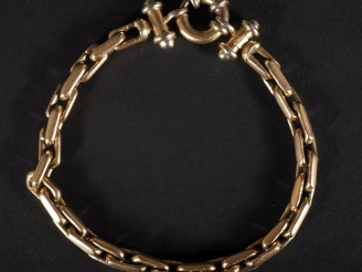 Vente aux enchères Bracelet en or jaune 750, maille forçat rectangulaire.  Long. 20 cm Po