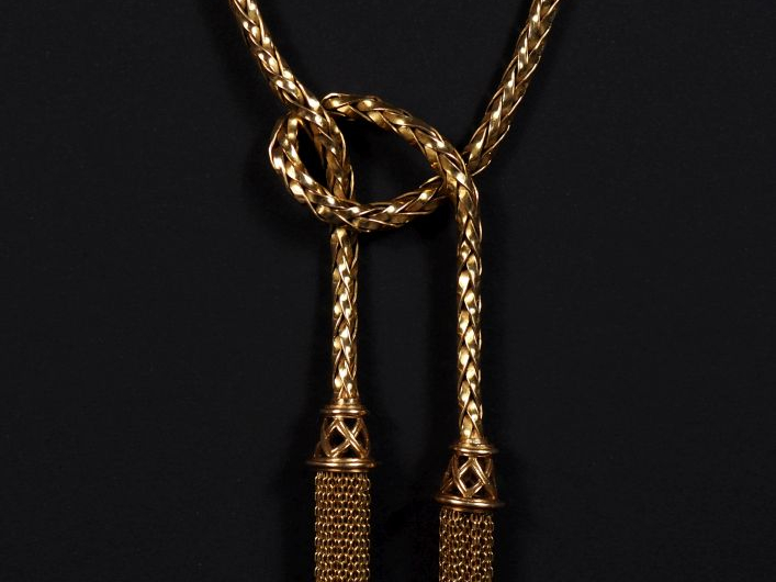 Ravissant collier en or jaune 750, maille ronde imitant une corde, ter