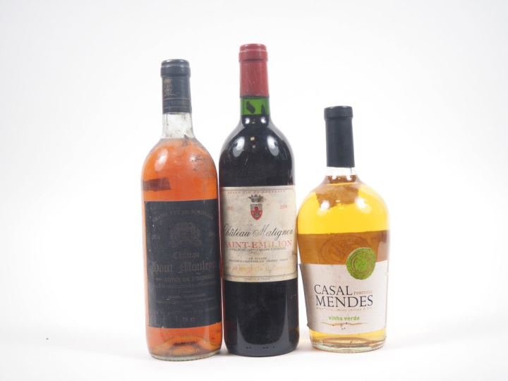 3 BOUTEILLES : 1 CHÂTEAU HAUT MOULEYRE 1re CÔTES DE BORDEAUX - 1984 - 