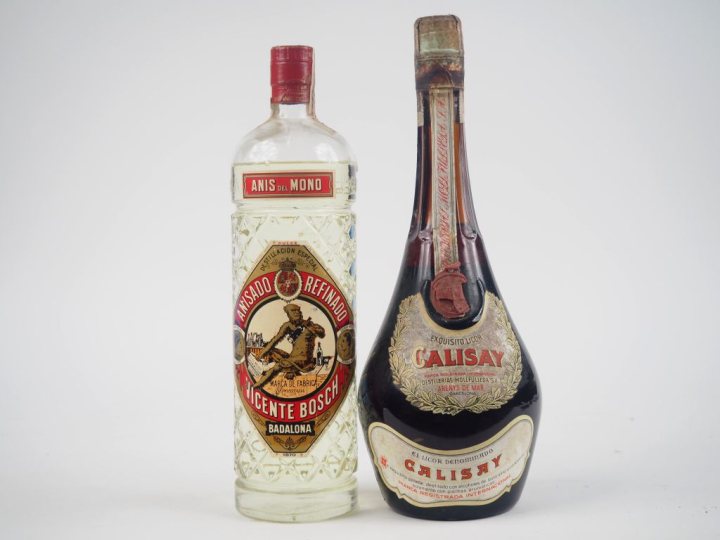 2 BOUTEILLES : 1 ANIS DEL MONO BADALONA / 1 LIQUEUR CALISAY 