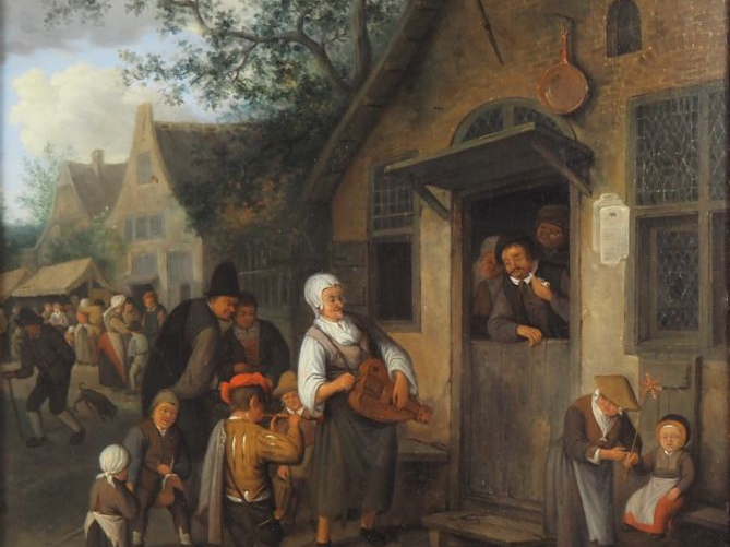 Cornelis DUSART (Haarlem, 1660 - 1704) (Attribué à) "La joueuse de vie