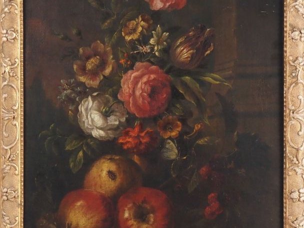 Ecole française dans le gout du XVIIème.  "nature morte" Huile sur toi