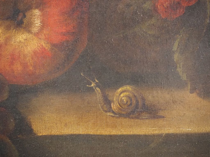 Ecole française dans le gout du XVIIème.  "nature morte" Huile sur toi