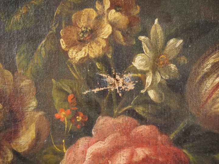 Ecole française dans le gout du XVIIème.  "nature morte" Huile sur toi