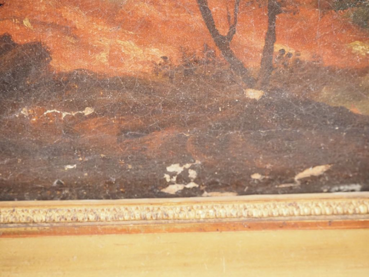 Ecole francaise fin XVIIIème début XIXème. "Eruption nocturne" Huile s