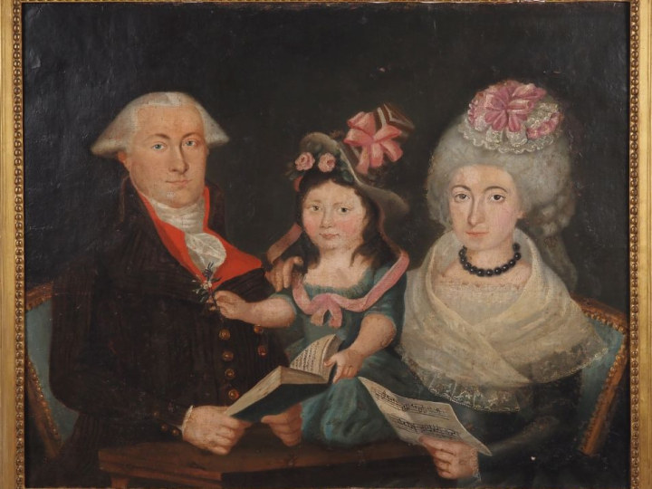 Ecole française fin XVIIIème début XIXème. "la famille de musiciens" H