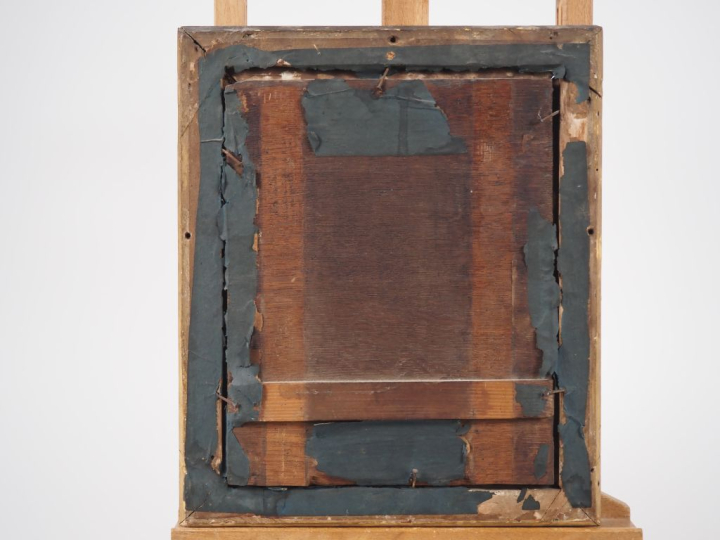 Ecole du Nord XIXème.  "personnages" Paire d'huiles sur panneau, dans 