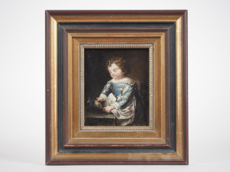Vente aux enchères CORNELIS DE VOS (attribué à). "portrait d'enfant" Huile sur cuivre  Di