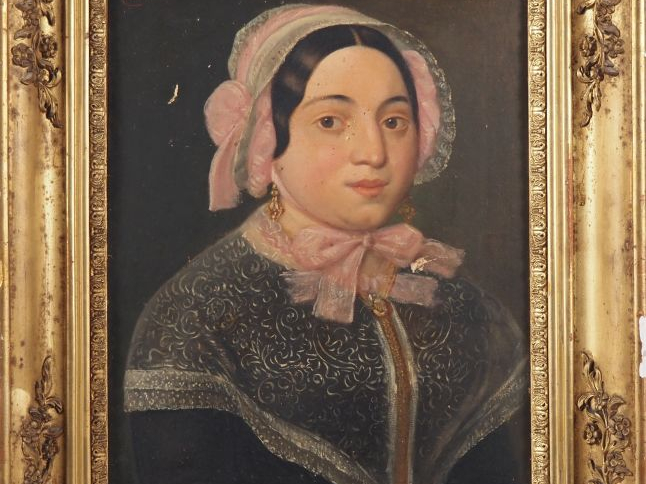 BARTHE.  "portraits de jeune fille" Paire d'huiles sur papier, dans le