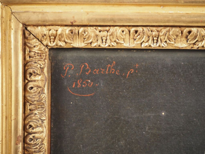 BARTHE.  "portraits de jeune fille" Paire d'huiles sur papier, dans le