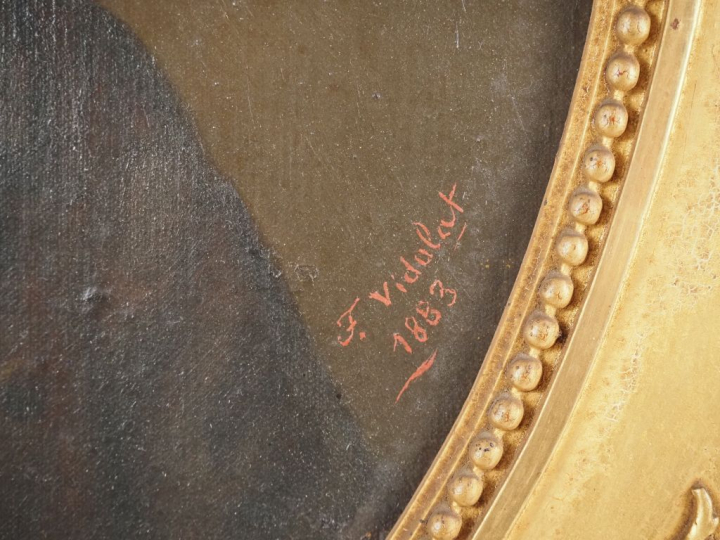 F. VIDALAT.  "portrait de jeune garçon" Huile sur toile, signée en bas